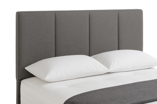Grey Divan Bed with Mattress | Upholstered Panel Headboard | UK Sizes