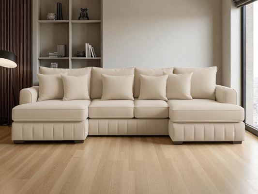 Lilly U-Shaped Corner Sofa – Light Cream