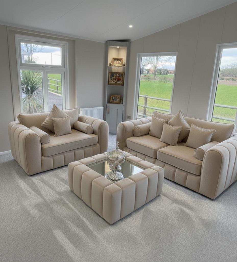 Lilly 3 +2 seater sofa with coffee table in Beige