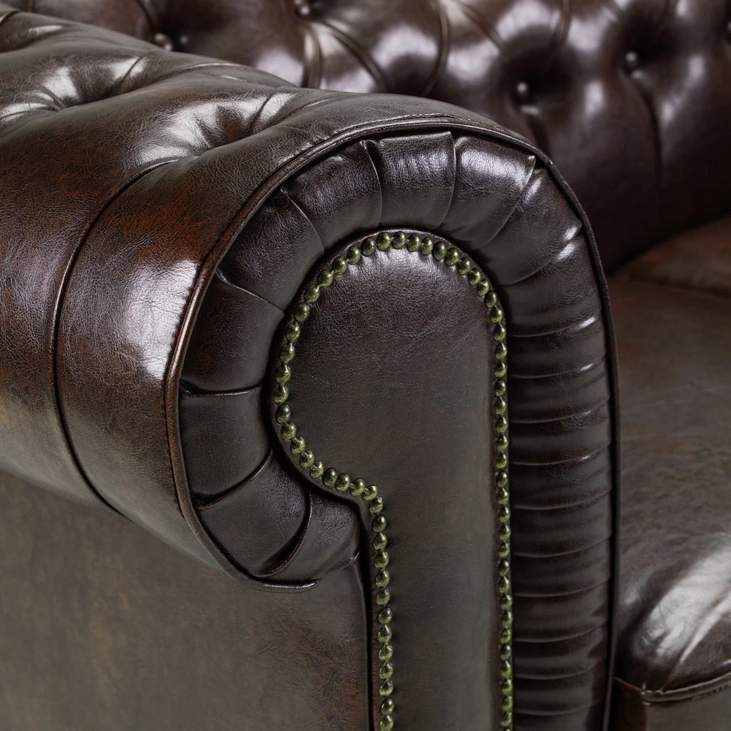 Chesterfield Sofa Brown Large Corner