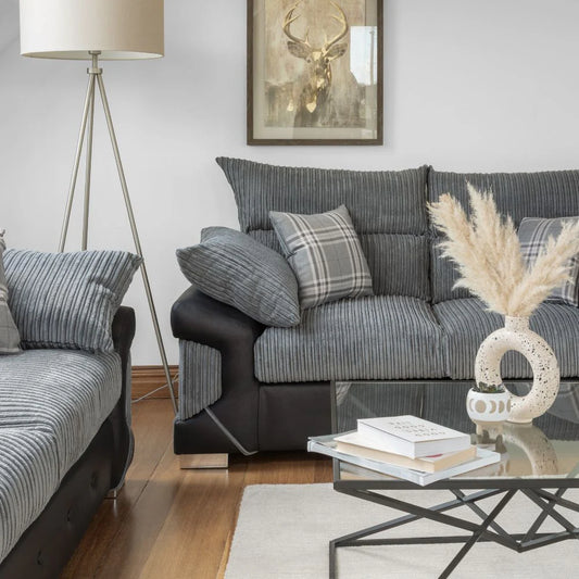 Logan Sofa Black/Grey 2 Seater