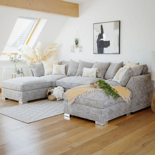Bishop Scatterback Sofa Platinum U Shape Corner
