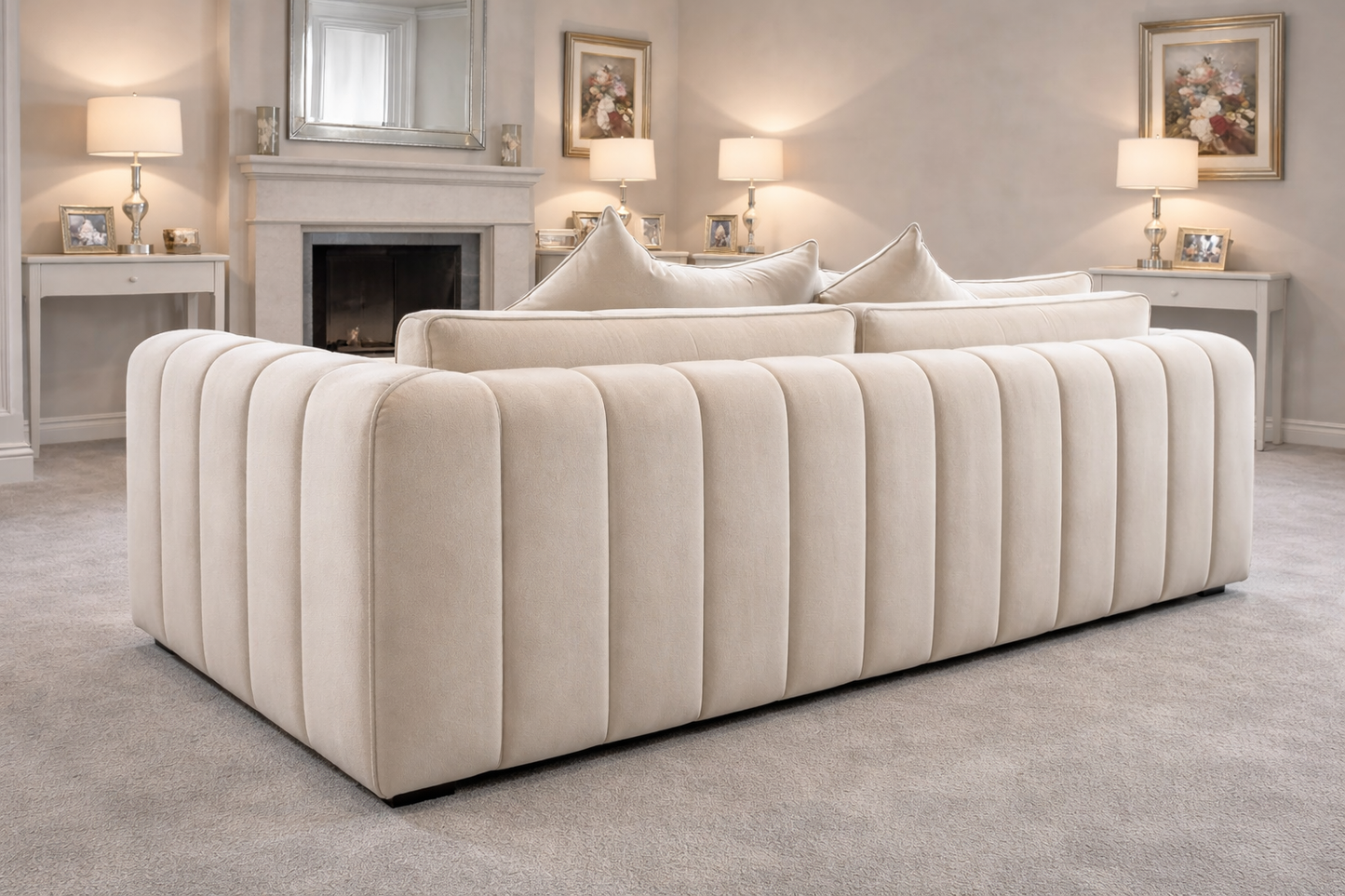 Lilly 3 +2 seater sofa with coffee table in Cream