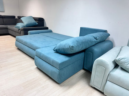 Berlin Universal Corner Sofa Bed with Storage – Sky Blue