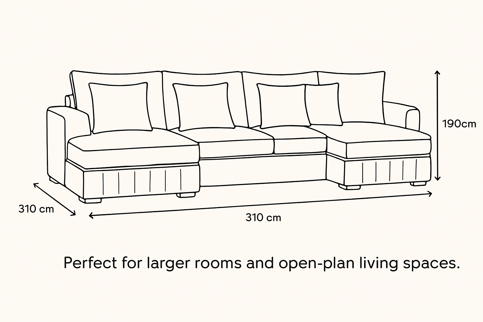 Lilly U-Shaped Corner Sofa – Light Cream