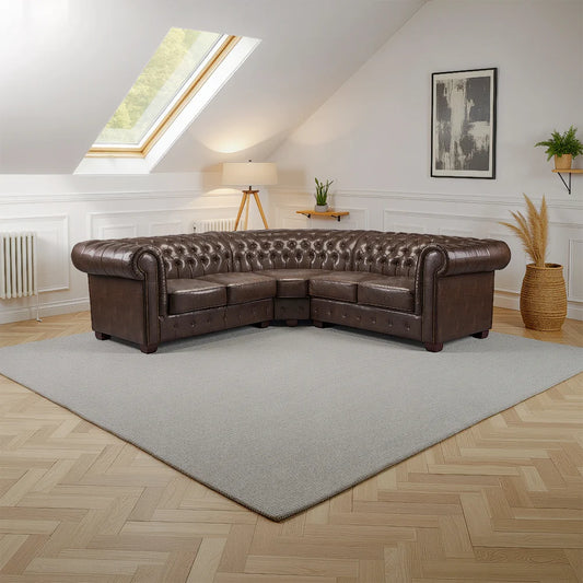 Chesterfield Sofa Brown Large Corner