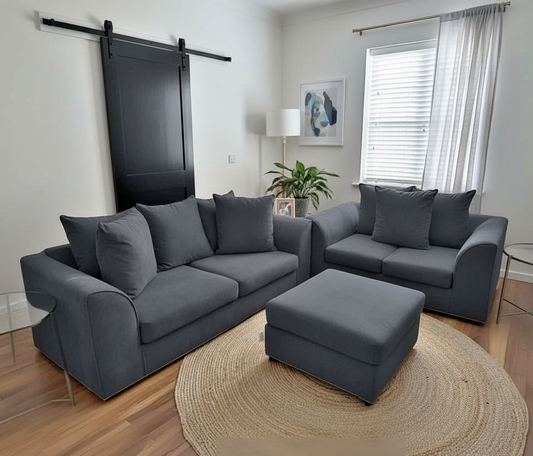 Dylon 3+2 Sofa Set in Black with Footstool