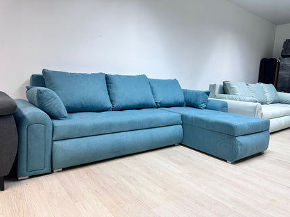 Berlin Universal Corner Sofa Bed with Storage – Sky Blue