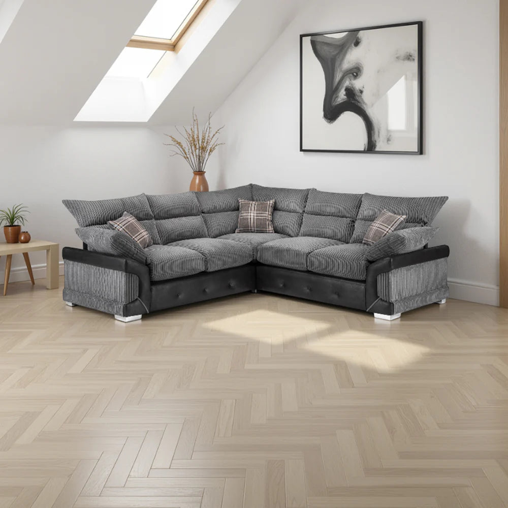 Logan Sofa Black/Grey Large Corner