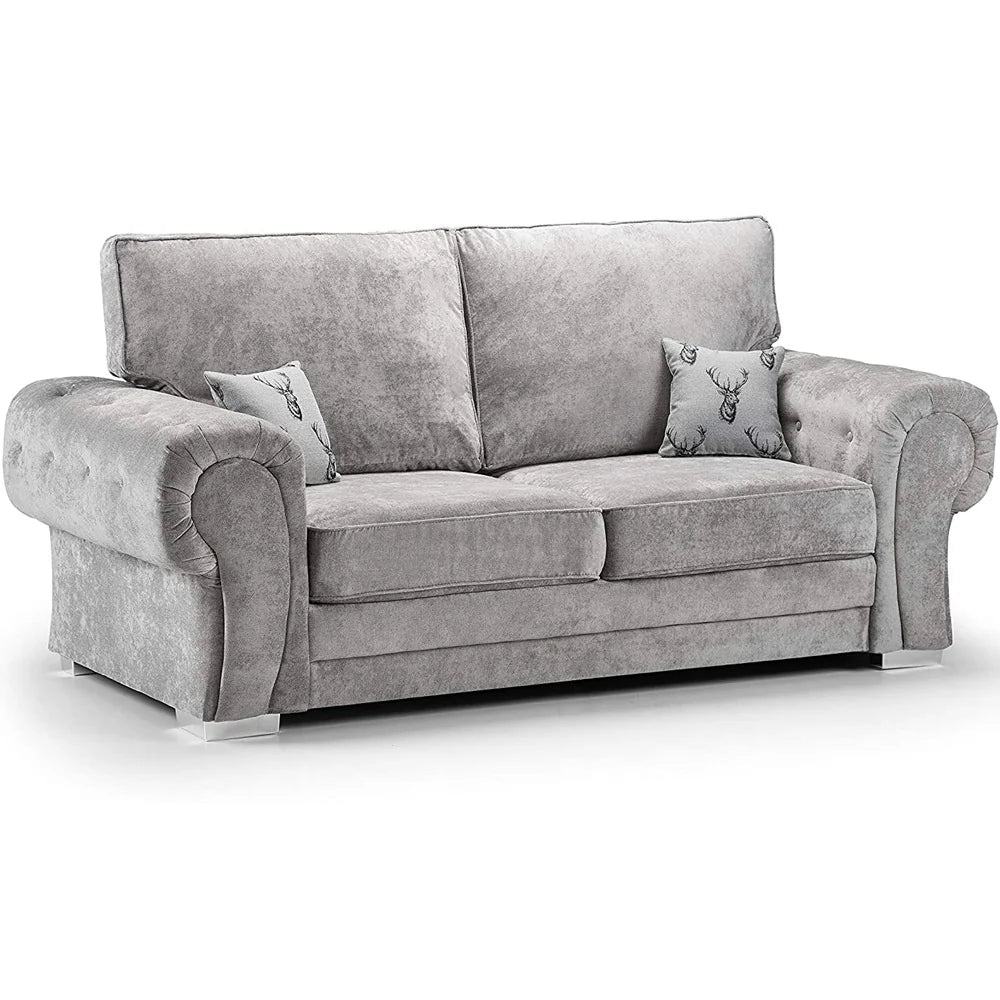 Vegas Chesterfield 3+2 Seater Sofa Set in Light Grey – Modern & Stylish
