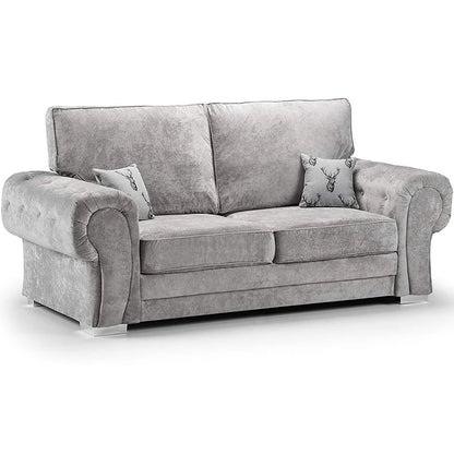 Vegas Chesterfield 3+2 Seater Sofa Set in Light Grey – Modern & Stylish