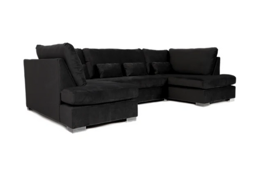Belgravia U Shape Sofa Plush Velvet Premium Grey Corner Sofa