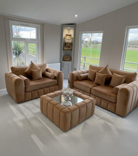 Lilly 3 +2 seater sofa with coffee table in Brown