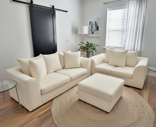 Dylon 3+2 Sofa Set in Cream with Footstool