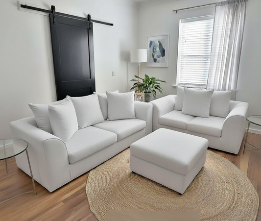 Dylon 3+2 Sofa Set in Silver with Footstool