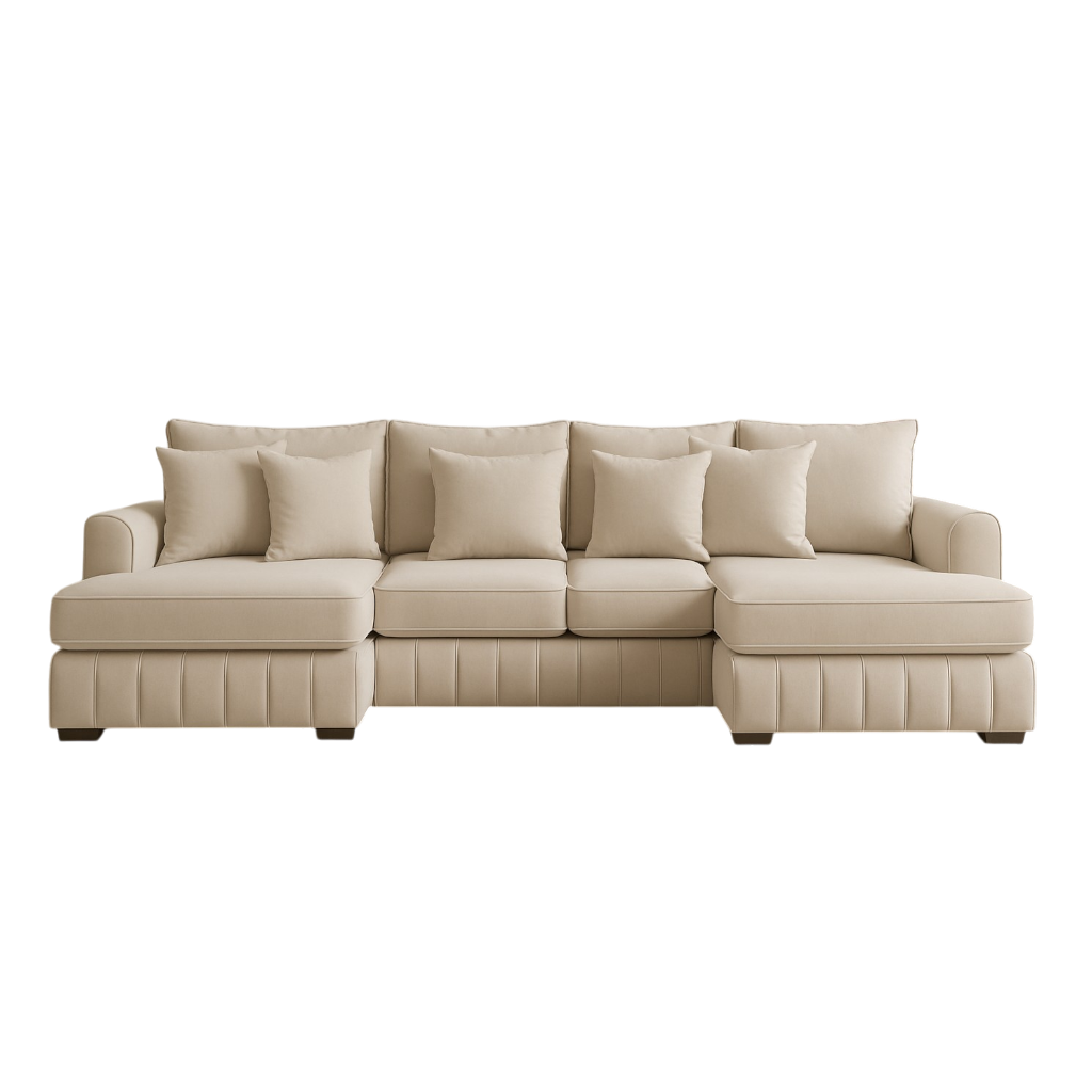 Lilly U-Shaped Corner Sofa – Light Cream